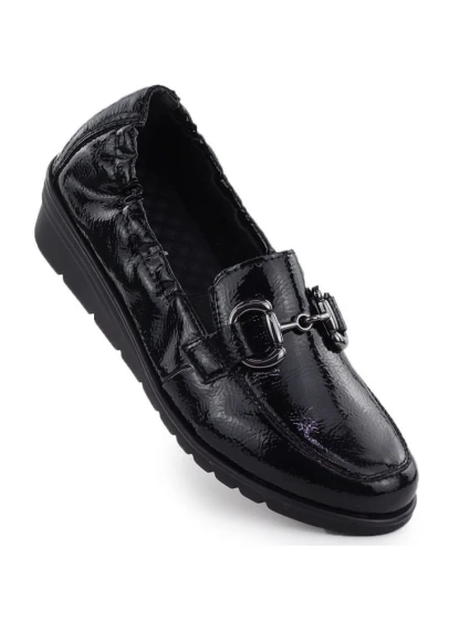 Dámské polobotky z lakované kůže na platformovém podpatku černé Rieker L5352-00