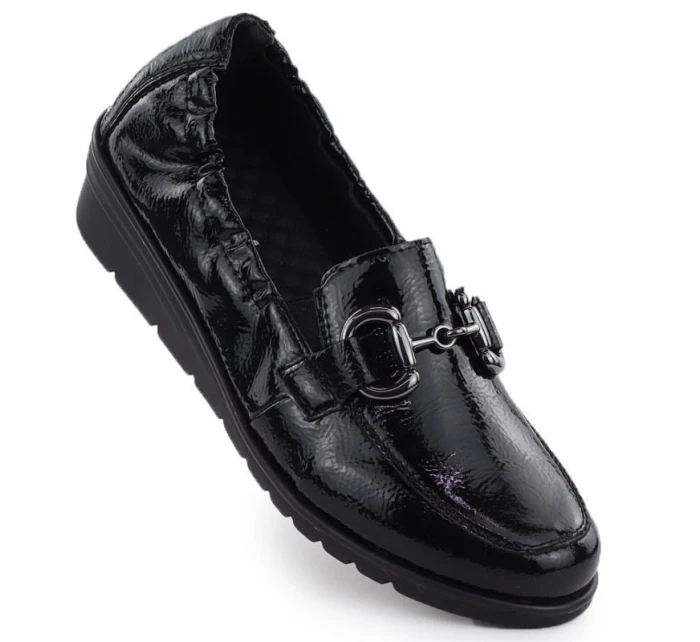 Dámské polobotky z lakované kůže na platformovém podpatku černé Rieker L5352-00