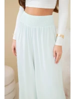 Dámské viskózové kalhoty s elastickým pasem mátové Dámské viskózové kalhoty s elastickým pasem mátové