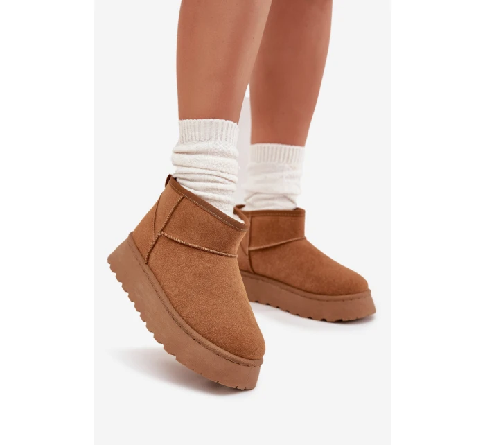 Dámské Sněhule Na Platformě Zateplené Kožíškem Camel model 21705239 - Boto Dámské Sněhule Na Platformě Zateplené Kožíškem Camel model 21705239 - Boto