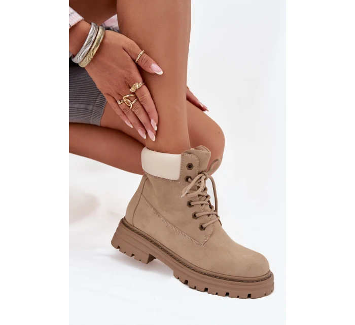 Dámské trapery na šněrování béžové Norena Dámské trapery na šněrování béžové Norena