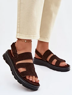 Dámské sandály z semiše Big Star TT274483 Čokoládové