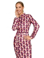 M706 Šaty s rukávy, límcem a potiskem - model 2 M706 Šaty s rukávy, límcem a potiskem - model 2