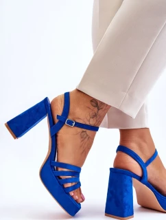 Dámské semišové sandály na platformě modré Verda