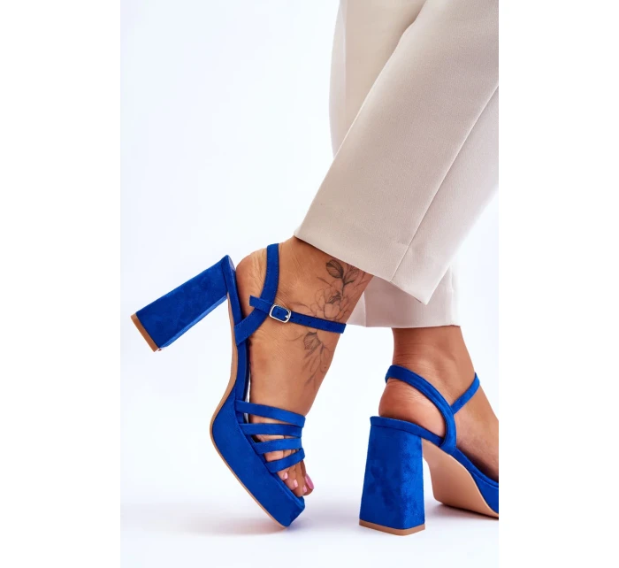 Dámské semišové sandály na platformě modré Verda Dámské semišové sandály na platformě modré Verda