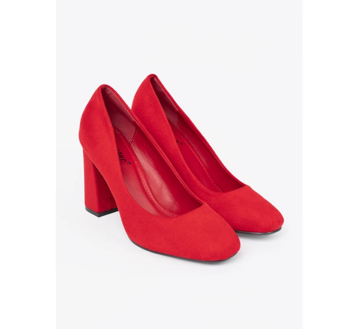 Designové dámské  lodičky červené na širokém podpatku