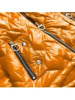 Žlutá prošívaná dámská bunda s kapucí (B9541) Žlutá prošívaná dámská bunda s kapucí (B9541)