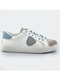 Bílo-světle modré dámské tenisky trampky z různých spojených materiálů (1088)