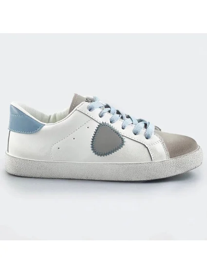 Bílo-světle modré dámské tenisky trampky z různých spojených materiálů (1088)