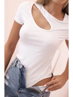 Dámské bavlněné body s V výstřihem a nařasením fango