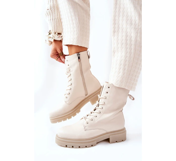 Kotníkové Ploché Workery Boty Béžové Rozelle Kotníkové Ploché Workery Boty Béžové Rozelle