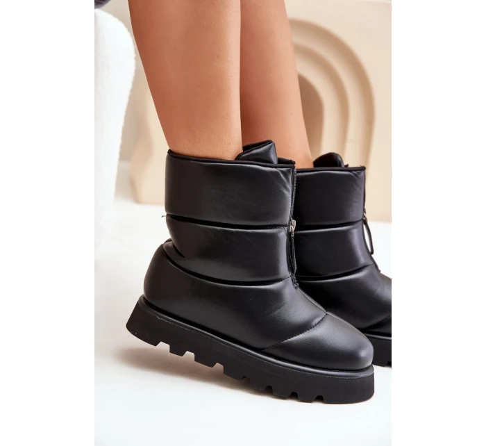 Sněhule Na Platformě S Zipem Eko Kožené Černé Resisia