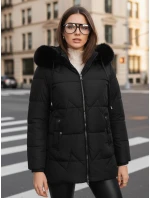 Dámská zimní prošívaná bunda s kapucí černá model 21993718 - Dstreet