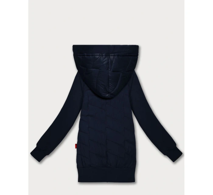 Tmavě modrá dámská mikina s kapucí z různých materiálů Goodlookin (AMG-175)