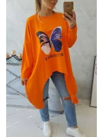 Oversize halenka s potiskem oranžová