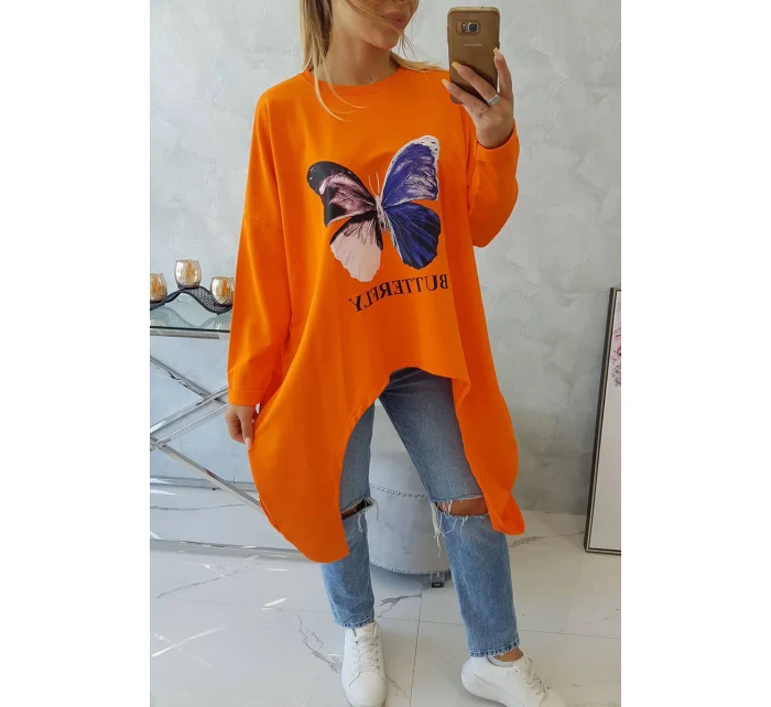 Oversize halenka s potiskem oranžová