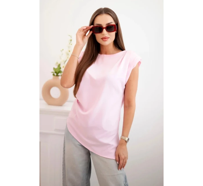 Elegantní dámská halenka s volánky a asymetrickým střihem Candy růžová