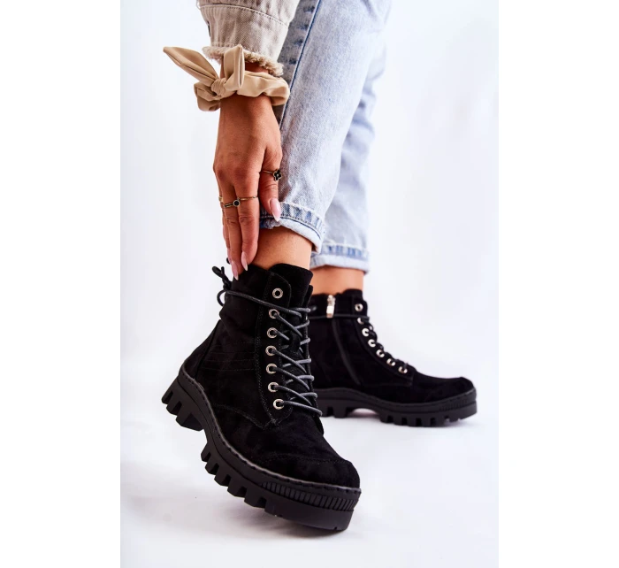 Suede Trappers S prošíváním Černé Layden