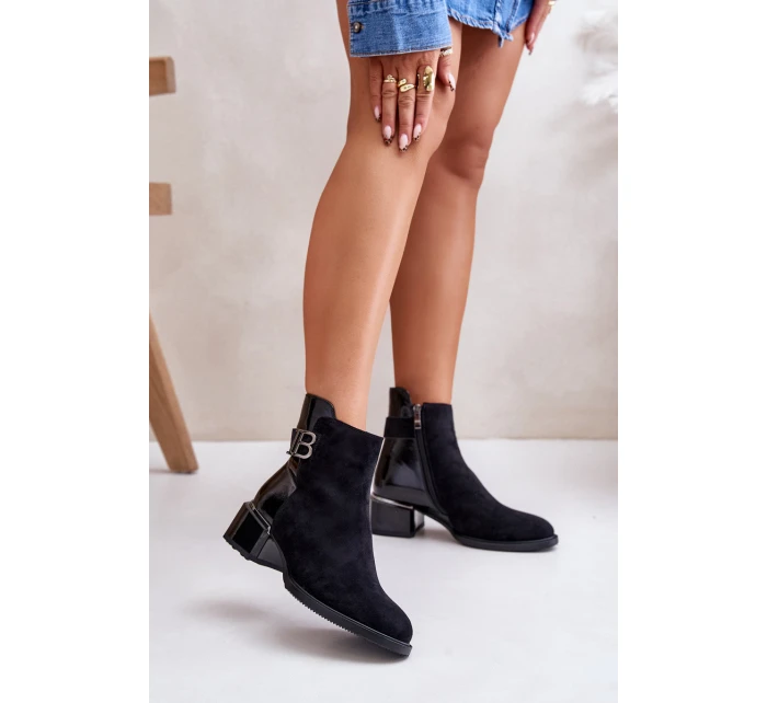 Elegantní Boty Na Podpatku Zateplené MR880-040 Černé