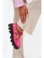 Lakované Kožené Polobotky S Přezkou model 21686537 Fuchsie - Zazoo Lakované Kožené Polobotky S Přezkou model 21686537 Fuchsie - Zazoo