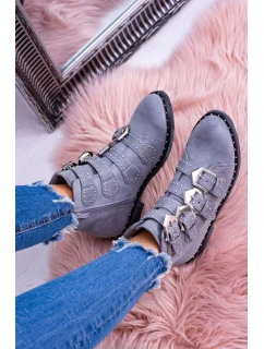 Lu Boo tmavě šedé semišové kotníkové boty Virginia Rock Star