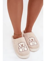 Zimní plyšové papuče s medvídkem Béžové Noralie