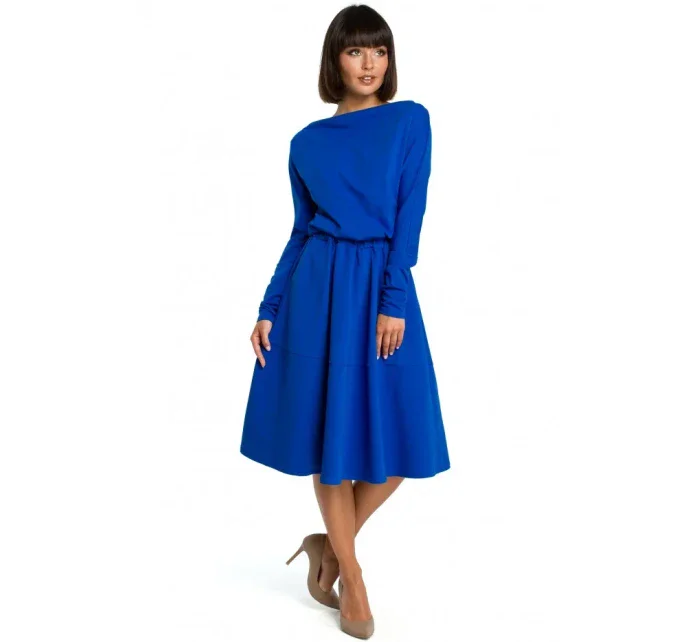 B087 Šaty midi střihu - černé