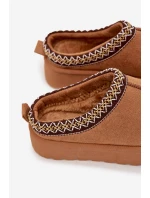 Dětské/módní sněhule s výšivkou na platformě Jolisse – camel