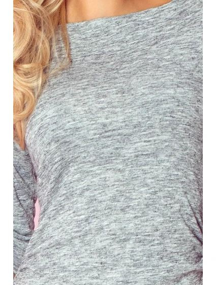 Dámské šaty s 3/4 rukávem světle šedé - Šedá - Numoco