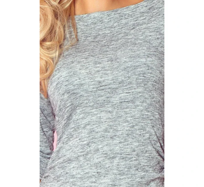 Dámské šaty s 3/4 rukávem světle šedé - Šedá - Numoco