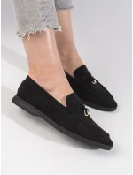 Výborné dámské černé mokasíny na plochém podpatku Výborné dámské černé mokasíny na plochém podpatku