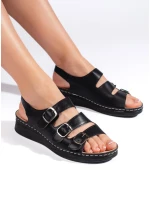 Luxusní sandály dámské černé na klínku Luxusní sandály dámské černé na klínku