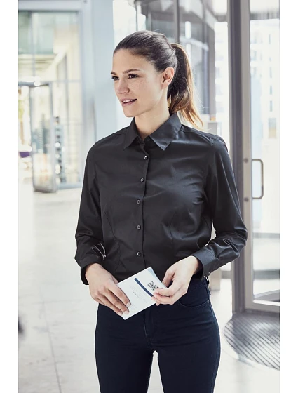 JN 641 Popelínová business halenka s dlouhým rukávem model 22487471 wine - Daiber JN 641 Popelínová business halenka s dlouhým rukávem model 22487471 wine - Daiber
