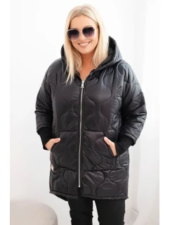 Dámská zimní bunda Plus Size prošívaná s kapucí černá