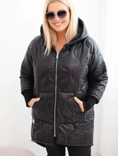 Dámská zimní bunda Plus Size prošívaná s kapucí černá