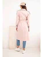 Dámský kabát model 22084717 v pase s límcem tmavý pudrový růžový - K-Fashion Dámský kabát model 22084717 v pase s límcem tmavý pudrový růžový - K-Fashion