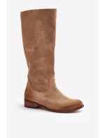 Semišové Kozačky Do  Na Zip Bežové Lewski model 21672644 - Zazoo