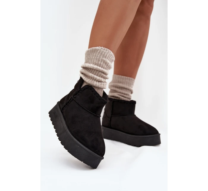 Dámské Sněhule Na Platformě S Prošitím Big Star SS274128 Černé Dámské Sněhule Na Platformě S Prošitím Big Star SS274128 Černé