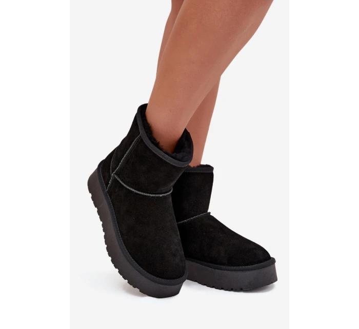 Dámské sněhule z pravé nubukové kůže na platformě černé Privine Dámské sněhule z pravé nubukové kůže na platformě černé Privine