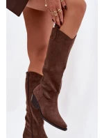 Dámské Na Podpatku Z Eko Semiše Hnědé model 21757567 - Boto