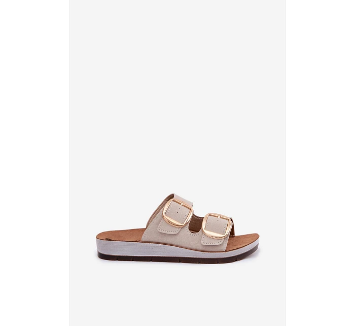 Dámské pantofle se zlatými sponami Inblu CP000061 Béžové