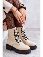 Dámské kožené boty Workers Světle béžové Denila Dámské kožené boty Workers Světle béžové Denila