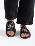 Moderní dámské nazouváky černé bez podpatku Moderní dámské nazouváky černé bez podpatku