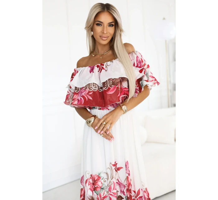 Dlouhé letní španělské šaty s červeným květinovým model 21176213 - numoco basic