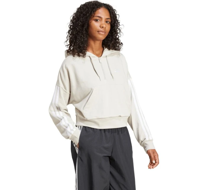 Dámská mikina adidas Essentials French Terry Quarter-Zip Hoodie beige JN1958 Dámská mikina adidas Essentials French Terry Quarter-Zip Hoodie beige JN1958