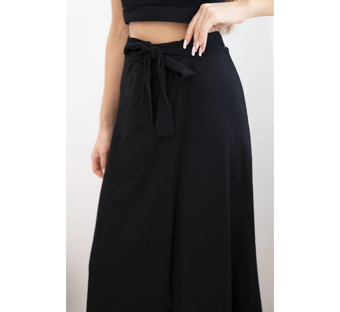 Dámská bavlněná zavinovací maxi sukně se zavazováním černá