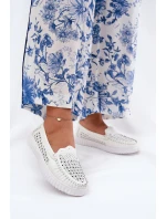 Kožené Dámské Mokasíny S Vzorováním Vinceza 88028 Bílé