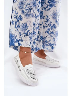 Kožené Dámské Mokasíny S Vzorováním Vinceza 88028 Bílé