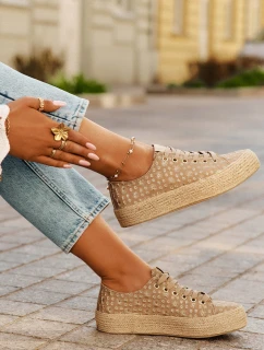 Vzorované dámské tenisky na platformě s pleteninou Lee Cooper LCW-25-08-3646L Khaki