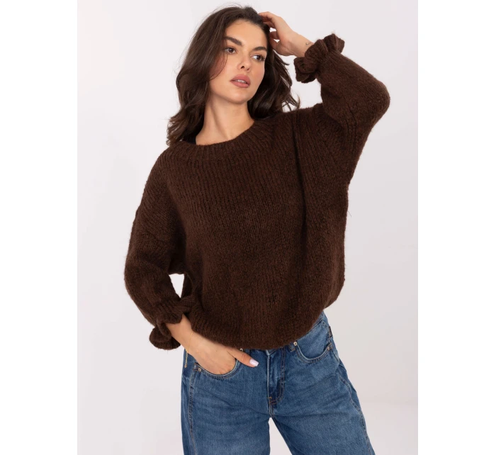 Sweter MI SW model 21365532 ciemny brązowy - FPrice Sweter MI SW model 21365532 ciemny brązowy - FPrice